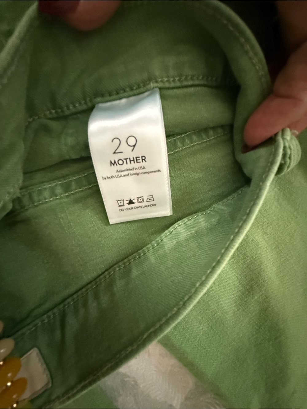 MOTHER Khaki Green Gathered Ankle Utility Jeans - Picture 4 of 6